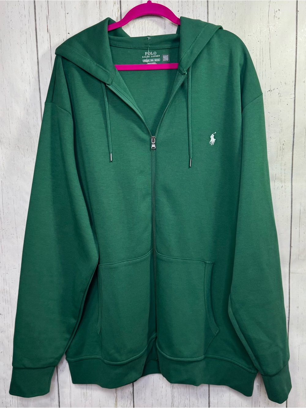 Polo Ralph Lauren Green 2XLT Full Zip Hoodie Pony Logo Classic Preppy Athleisure